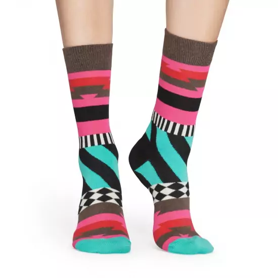 Hnědo-růžové vzorované ponožky Mix Max