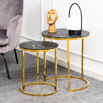 Sada 2 ks − Odkládací stolek Alisma s mramorovým vzhledem