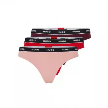 Three Pack Of Thong Of Logo Waistband Stretch-Cotton