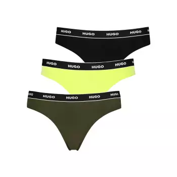 Three Pack Of Thong Of Logo Waistband Stretch-Cotton