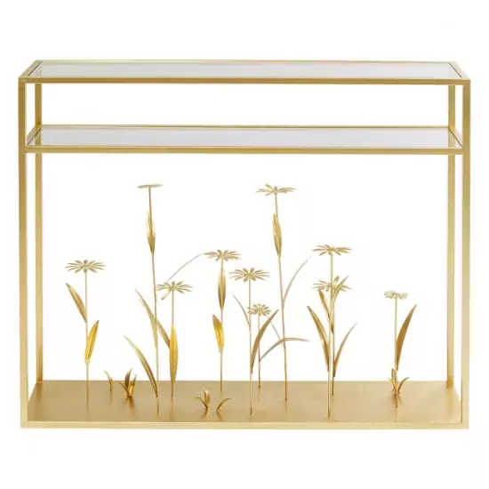 Konzolový stolek Flower Meadow – zlatý, 100 cm – 2.Jakost