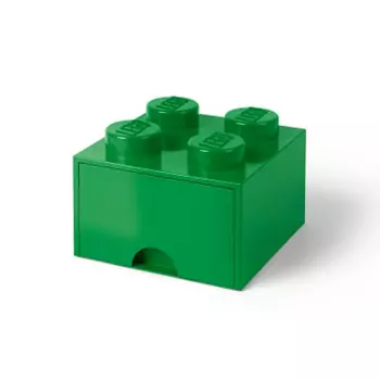 LEGO úložný box 4 s šuplíkem – tmavě zelená