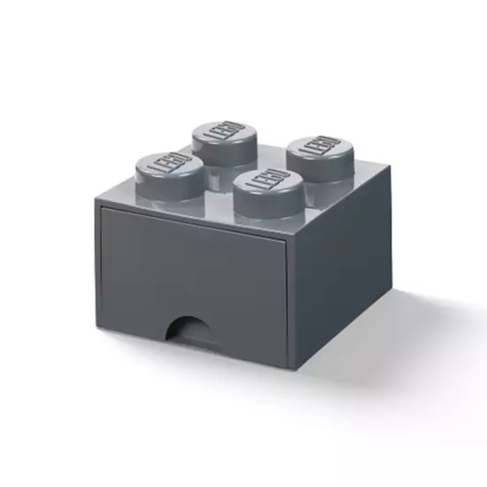 LEGO úložný box 4 s šuplíkem – tmavě šedá