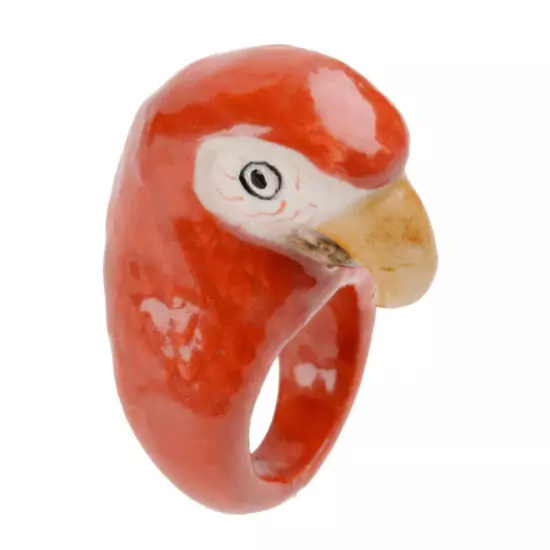 Porcelánový prsten Červený papoušek