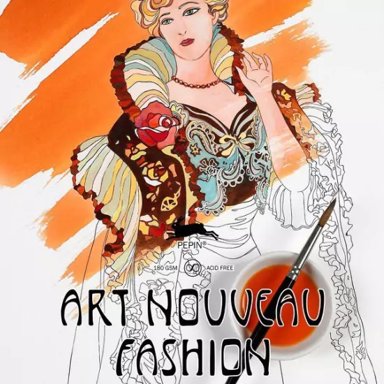 16 listů omalovánek Art Nouveau Fashion