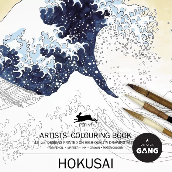 16 listů omalovánek Hokusai