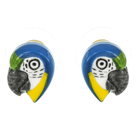 Zlaté náušnice Modrý papoušek mini