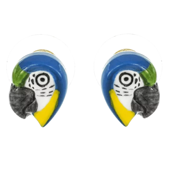 Zlaté náušnice Modrý papoušek mini