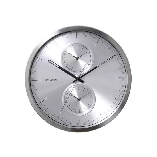 Nástěnné hodiny Multiple Time – stříbrné