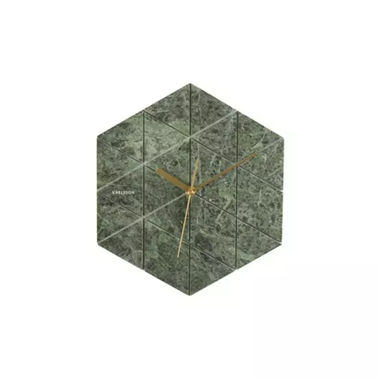 Nástěnné hodiny Marble Hexagon – zelené