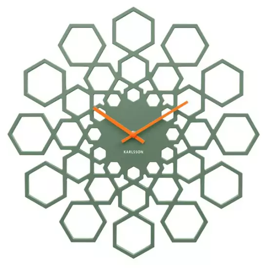 Nástěnné hodiny Sunshine Hexagon – zelené