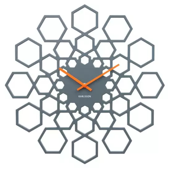 Nástěnné hodiny Sunshine Hexagon – šedé