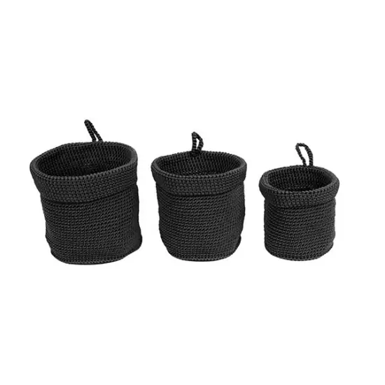 Sada 3 pletených košíčků – černý