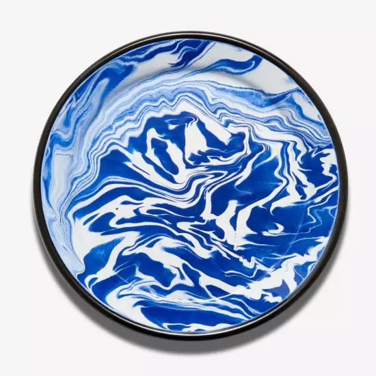 Velký smaltovaný modrý talíř