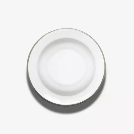 Hluboký smaltovaný talíř s šedou obrubou