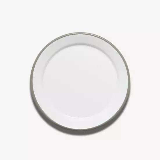 Velký smaltovaný talíř s šedou obrubou