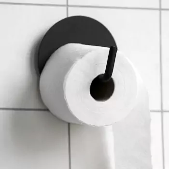 Černý držák na toaletní papír Text