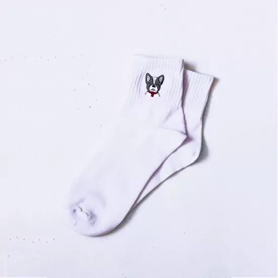 Bílé ponožky s buldočkem – Dog