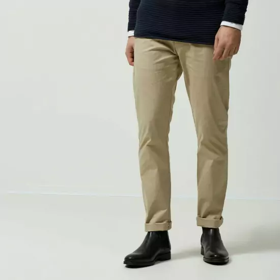 Béžové kalhoty s prodlouženou délkou – Slim fit
