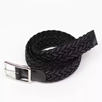 Černý textilní pásek Leather Calf