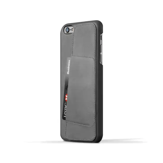 Šedý kryt na iPhone 6 Plus – Leather Wallet 80°
