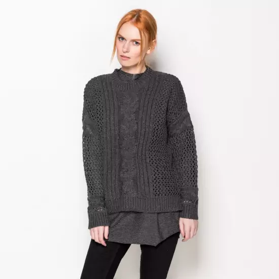 Svetr – Cable Contrast Open Knit
