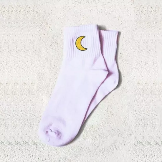 Bílé ponožky s měsícem – Moon
