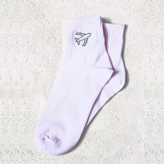 Bílé ponožky s letadlem – Plane