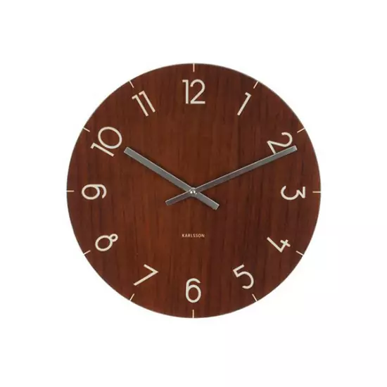 Nástěnné hodiny Glass Wood M – tmavé dřevo – 2. jakost