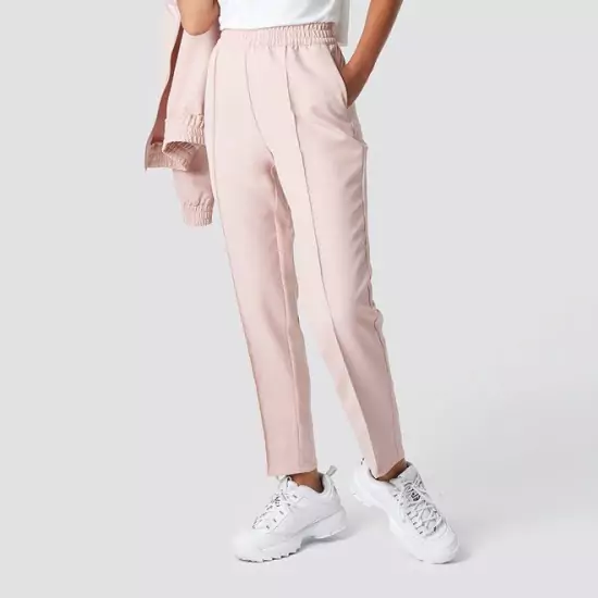 Světle růžové kalhoty s elastickým pasem