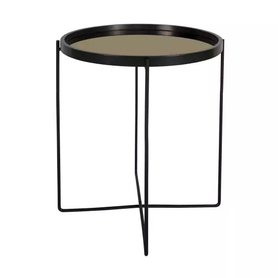 Černý stolek se zlatou zrcadlovou deskou