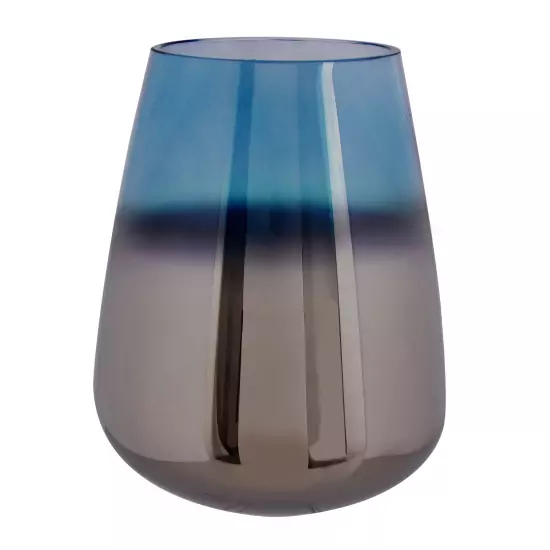 Velká modrá skleněná váza Oiled