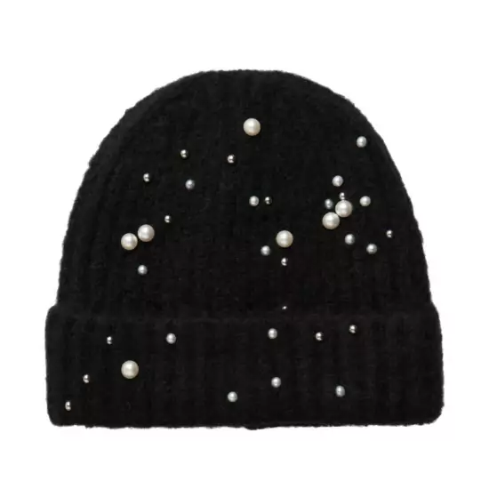 Černá zimní čepice s perličkami