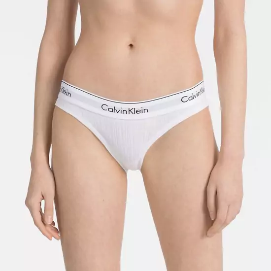 Bílé žebrované kalhotky Bikini Modern Cotton Rib – M