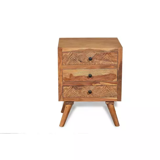 Noční stolek CARVED – 45 × 35 × 62 cm