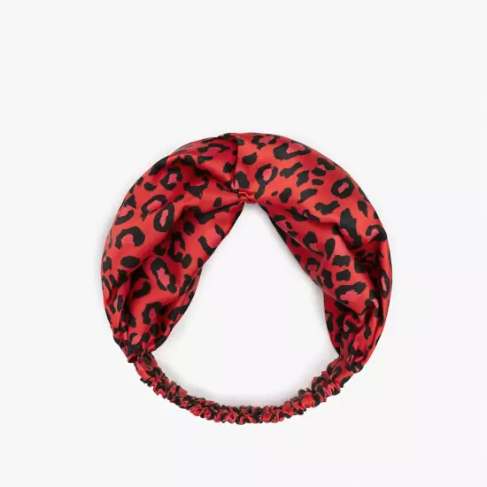 Saténová čelenka Red Leopard Headband