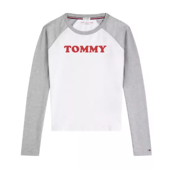 Bílo-šedé tričko LS Slogan Tommy Sleep