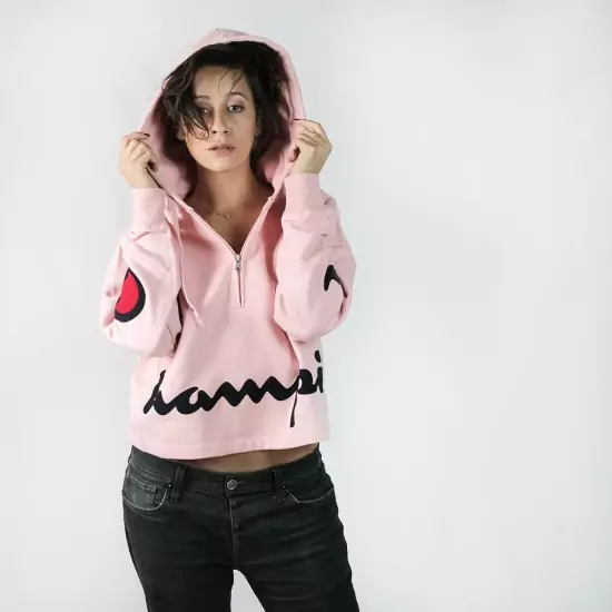 Růžová croptop mikina Hooded Sweatshirt