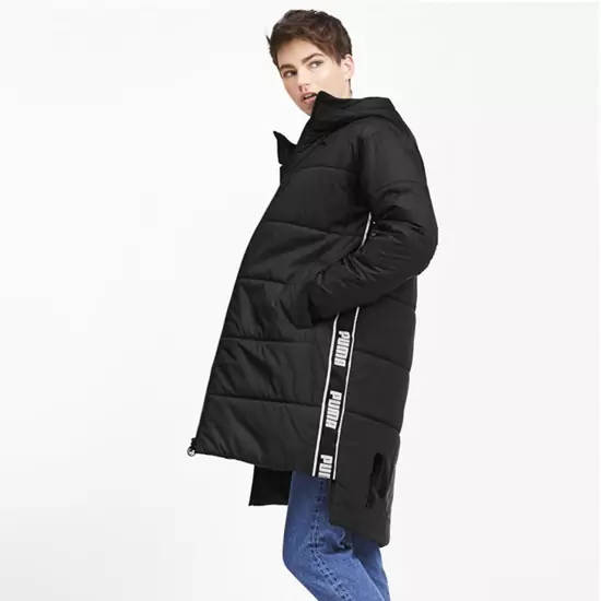 Černá bunda Padded Long Coat