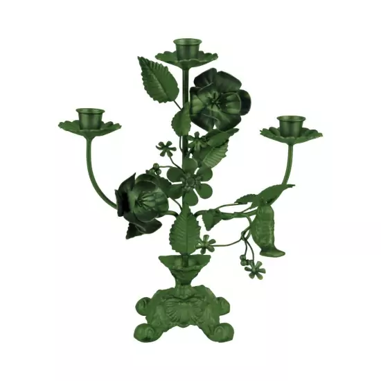 Sada 2 ks: Stolní svícen Flower – tmavě zelená