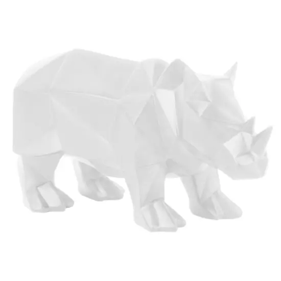 Sada 2 ks: Soška Origami Rhino – bílá