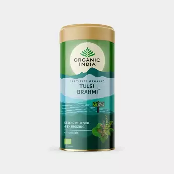 Bio čajová směs Tulsi Brahmi, plech – Organic India
