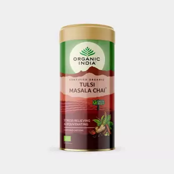 Bio čajová směs Tulsi Masala, plech – Organic India