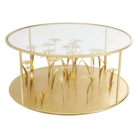 Konferenční stolek Flower Meadow, Ø80 cm – zlatá