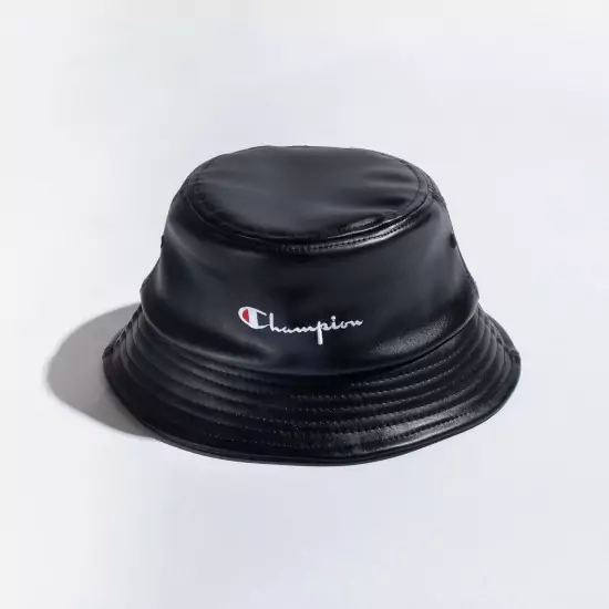 Černý klobouk Bucket Leather Cap