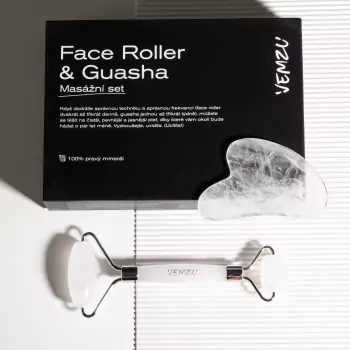 Masážní set křišťál – Face Roller a Guasha