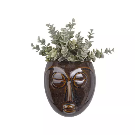 Nástěnný květináč Mask – tmavě hnědá