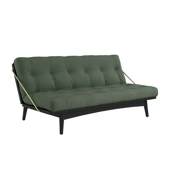 Pohovka Folk Sofa Bed – Black lacquered/Olive Green