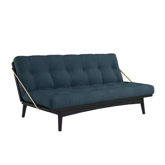 Pohovka Folk Sofa Bed – Black lacquered/Petrol Blue