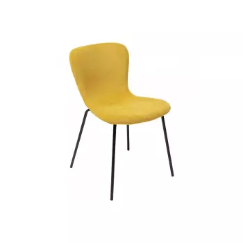 Žlutá čalouněná jídelní židle Frida / set 2 ks